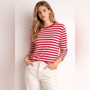 ZARA Lightweight Knit Linen Blend Striped Long Sleeve Top Size Medium